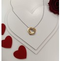 COLAR COM CORAÇÕES E ZIRCÔNIAS - AÇO INOXIDÁVEL