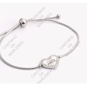 PULSEIRA AJUSTÁVEL CORAÇÃO COM A PALAVRA MÃE - AÇO INOXIDÁVEL