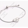 PULSEIRA AJUSTÁVEL CORAÇÃO COM A PALAVRA MÃE - AÇO INOXIDÁVEL